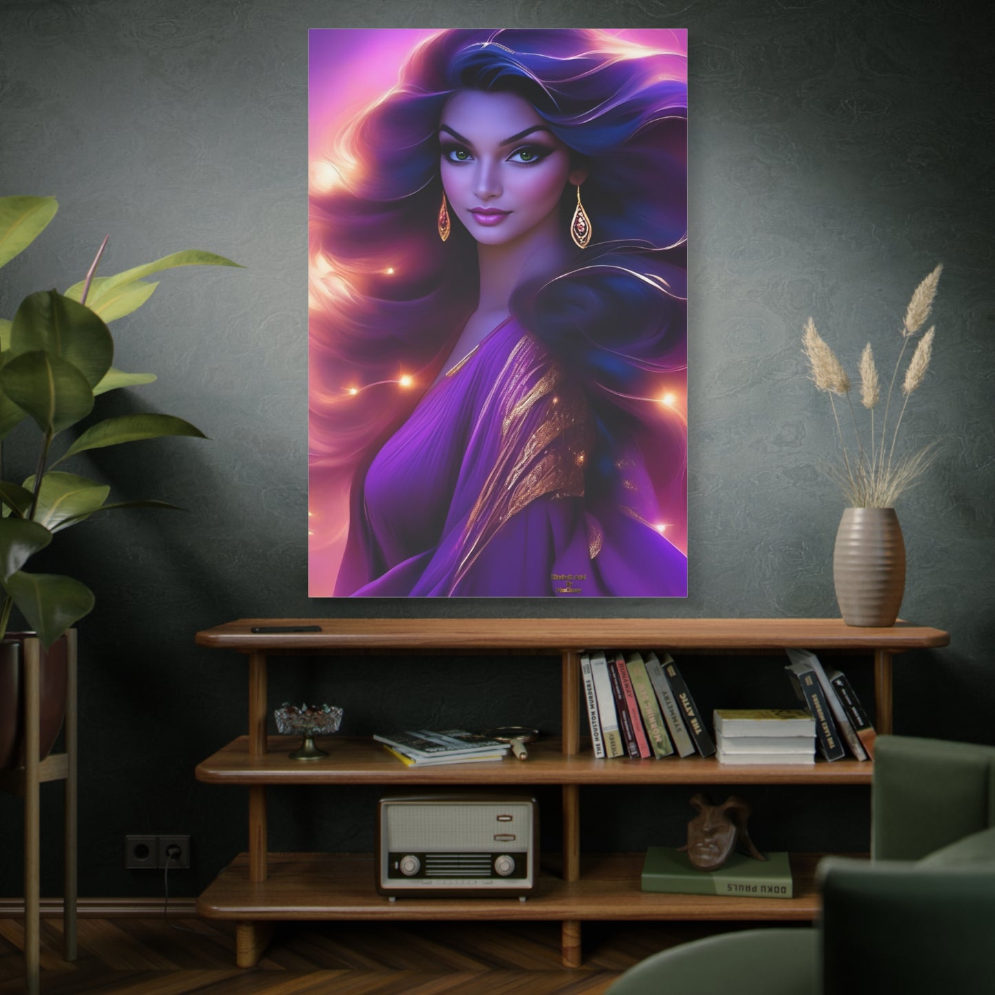 Elizabeth Ariel Collection Violet Dream Fantasy Canvas Art 40 x 60 Vertical