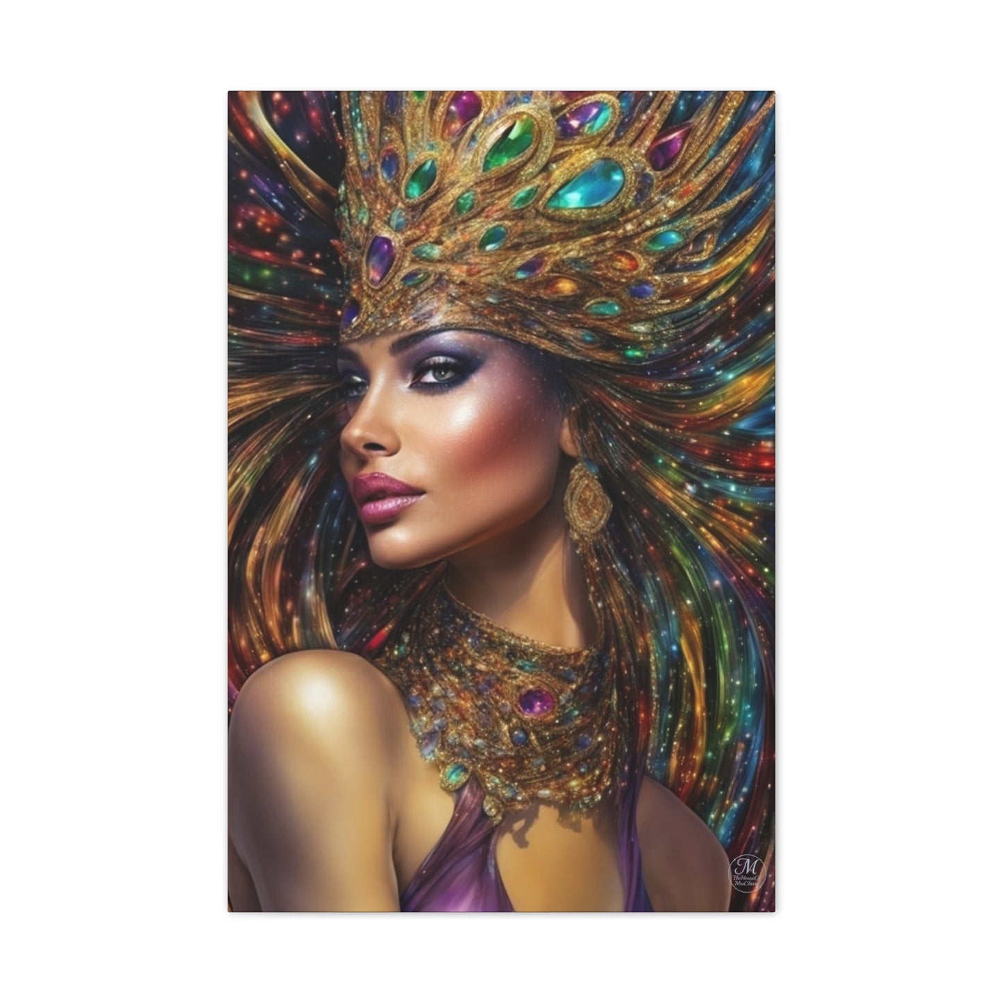 Regal Jewel-Headress Portrait Gallery Style 24x36 inches only Canvas Print/ Wall art