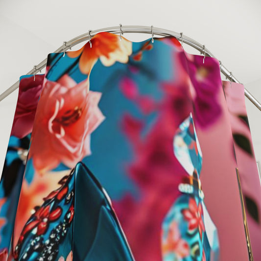 Floral Jeweled Shoe Shower Curtain | Perfume Bottle Vanity