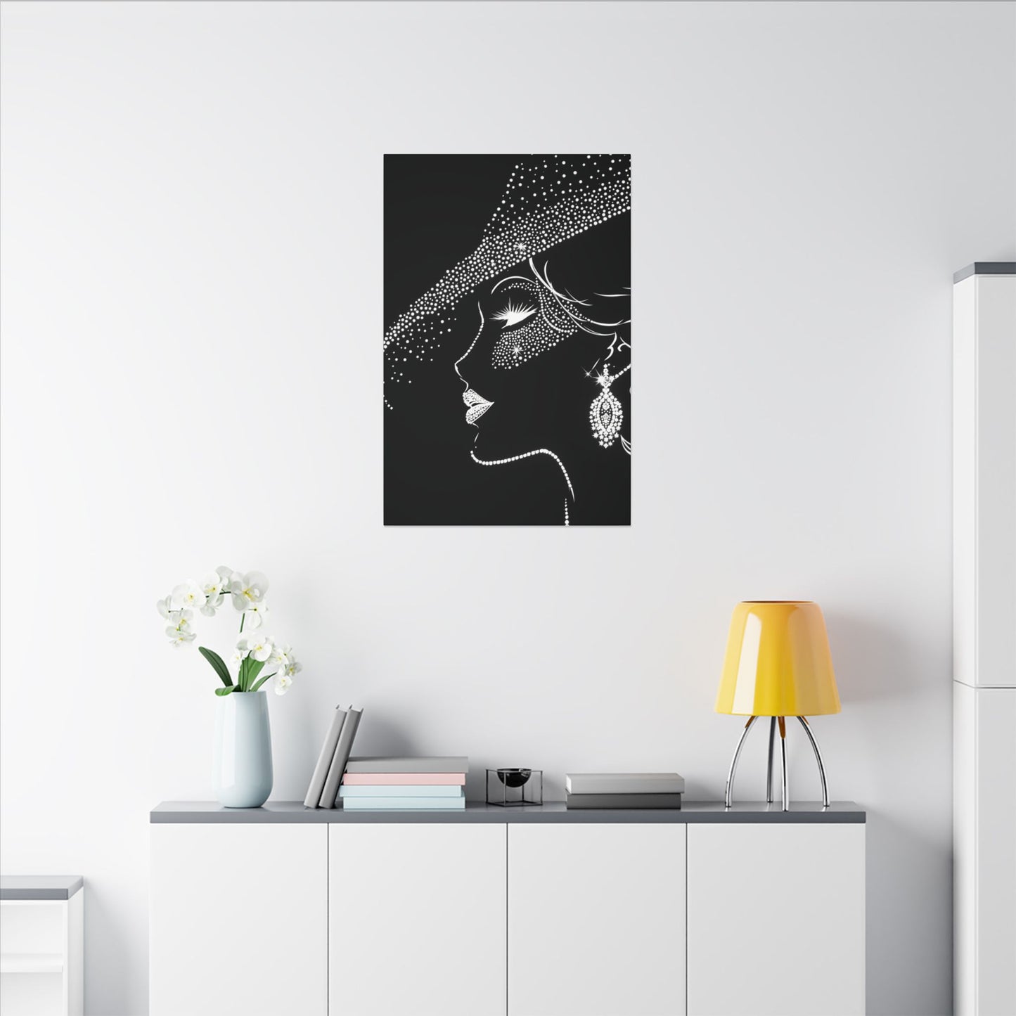 Black Silhouette Canvas Wall Art 24×36 Elegant Lady