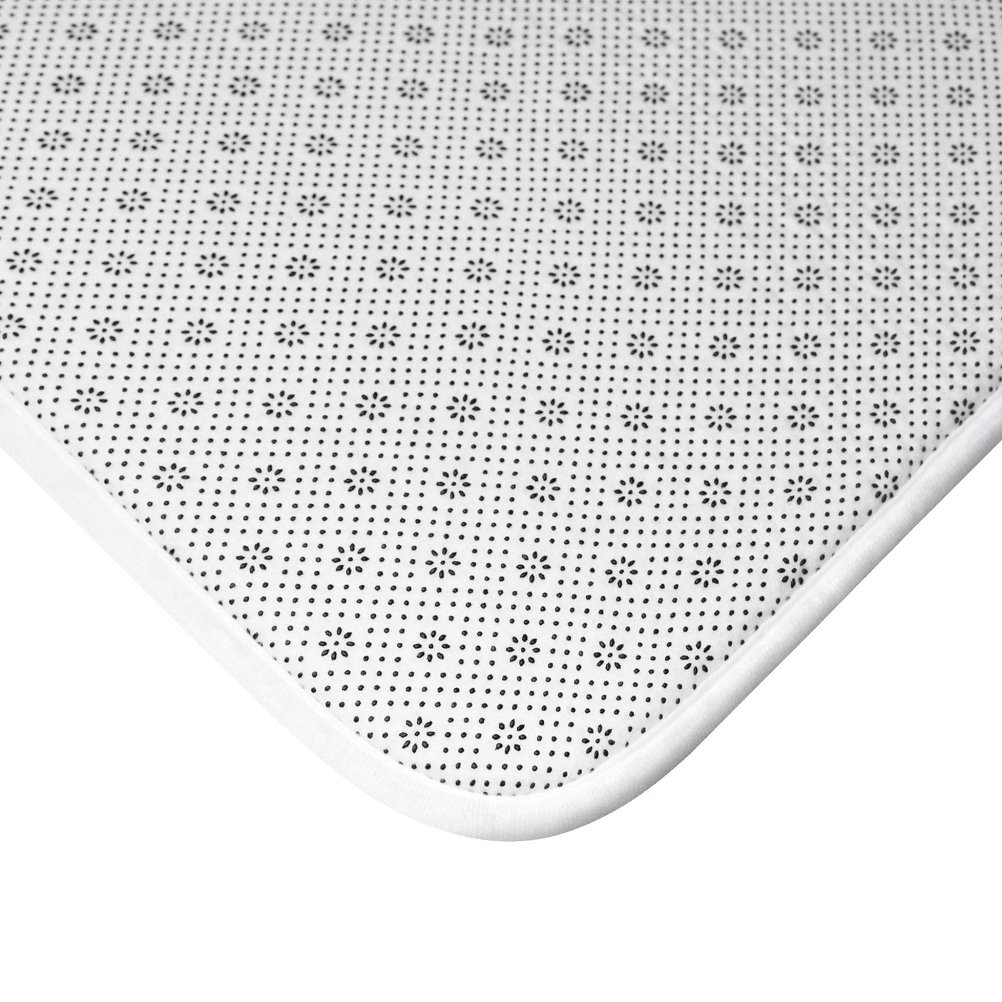 Golden and Silver Floral Bath Mat | Neutral Flower Bathroom Rug