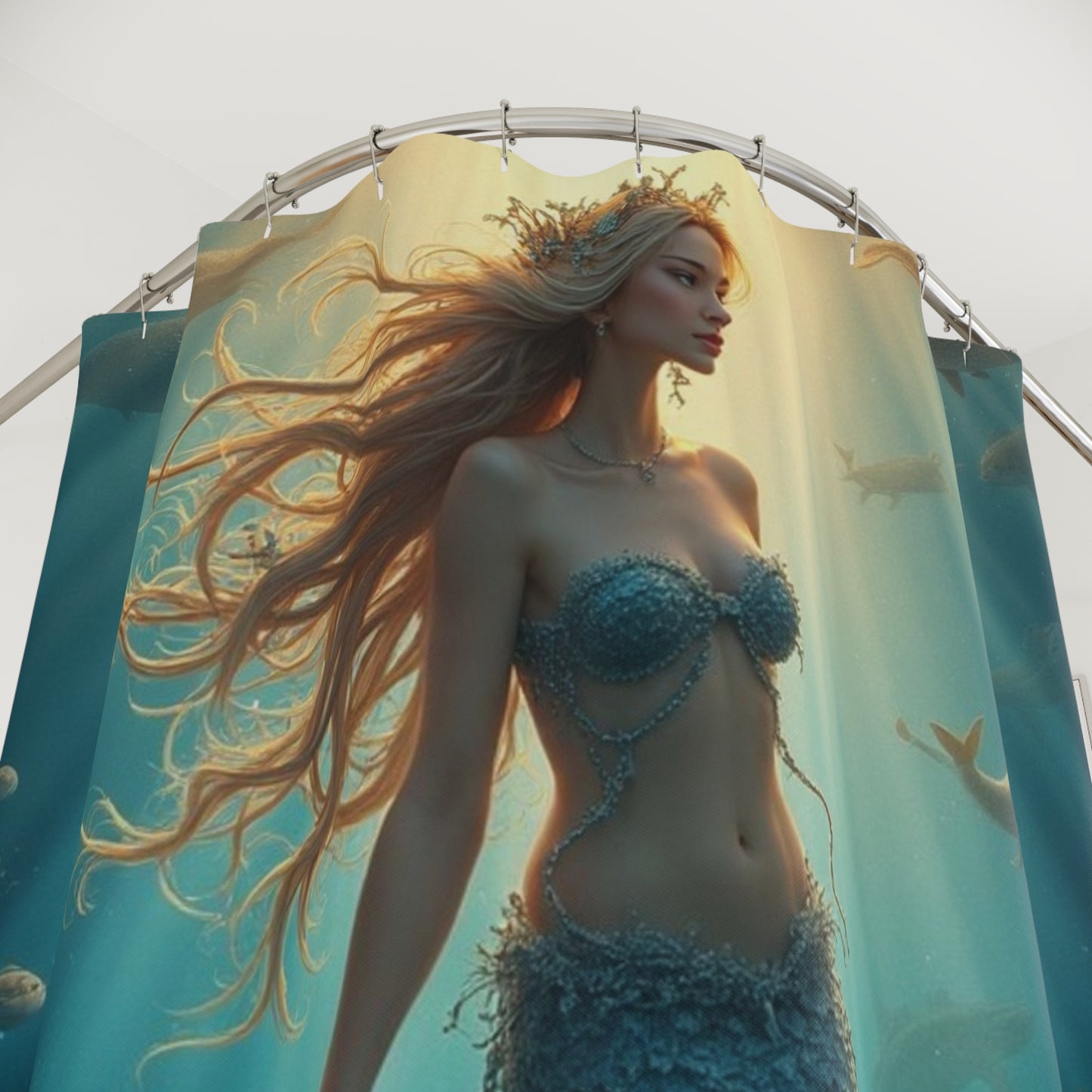 Underwater Mermaid Shower Curtain | Ocean Fantasy Bathroom Decor