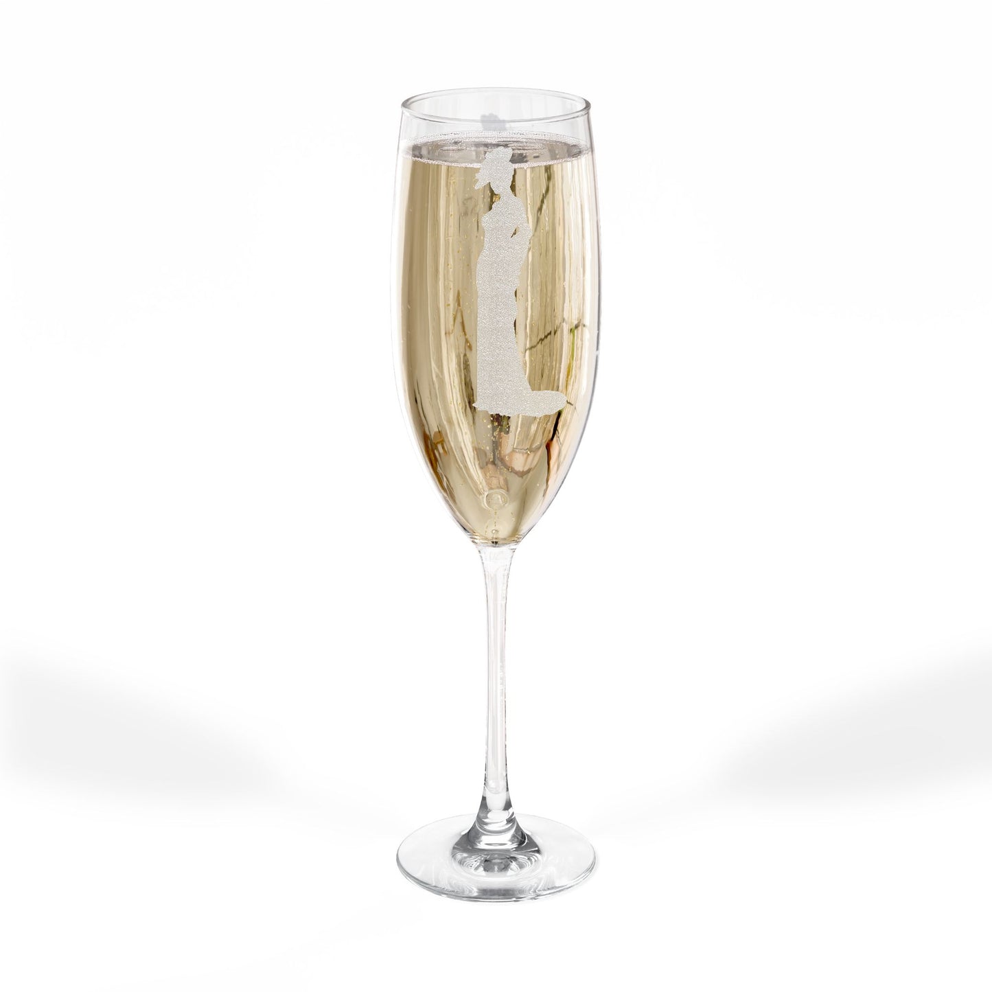 Champagne Glass, 8oz Silver Eclipse Lady "Frosted Engraving' Champagne Glasses