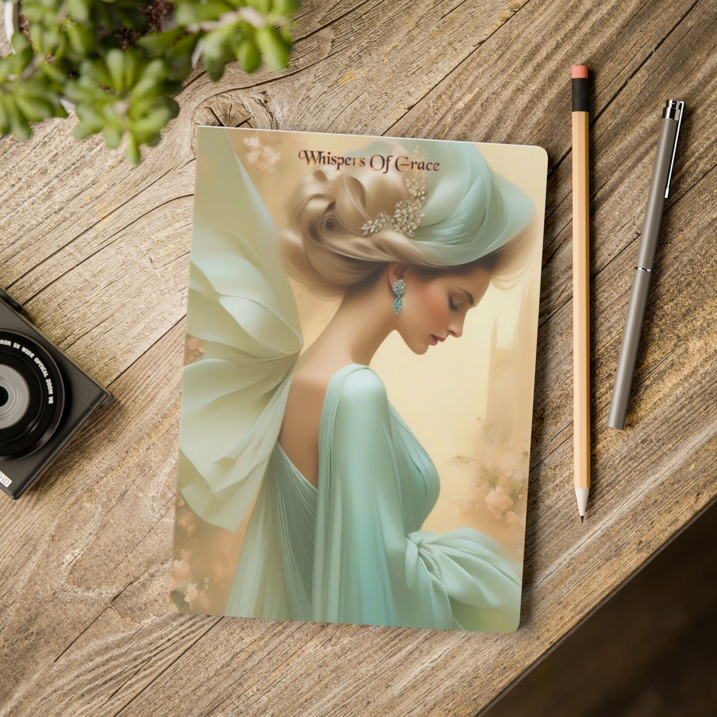 Whispers of Grace journal | Softcover notebook, ethereal woman floral cover