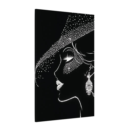 Black Silhouette Canvas Wall Art 24×36 Elegant Lady