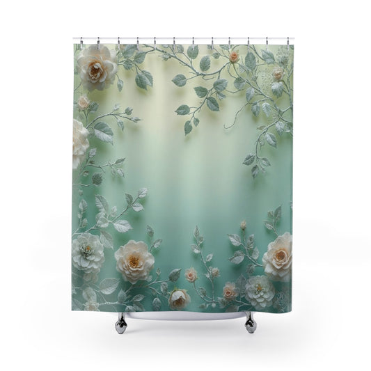Rose Vine Shower Curtain | Botanical Floral Bathroom Decor