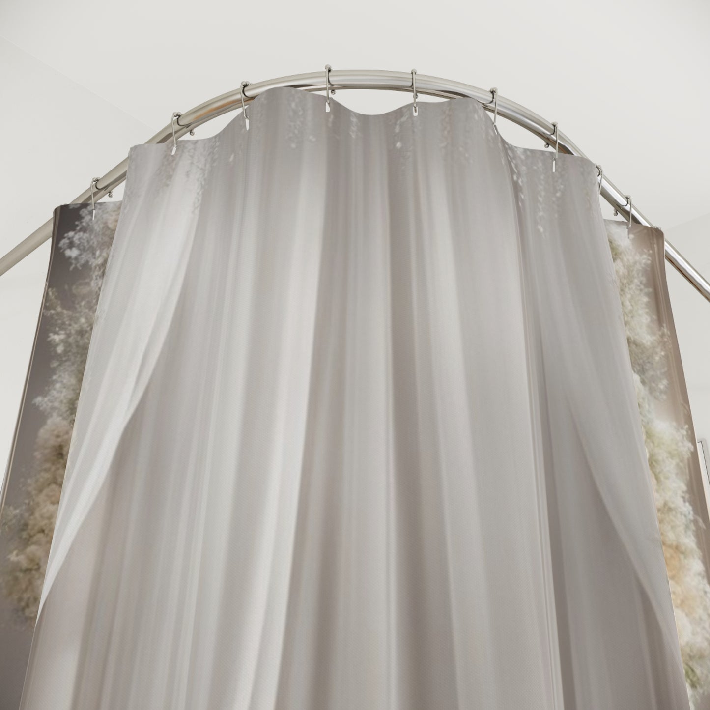 Romantic Draped Columns Shower Curtain | Neutral Floral Aisle