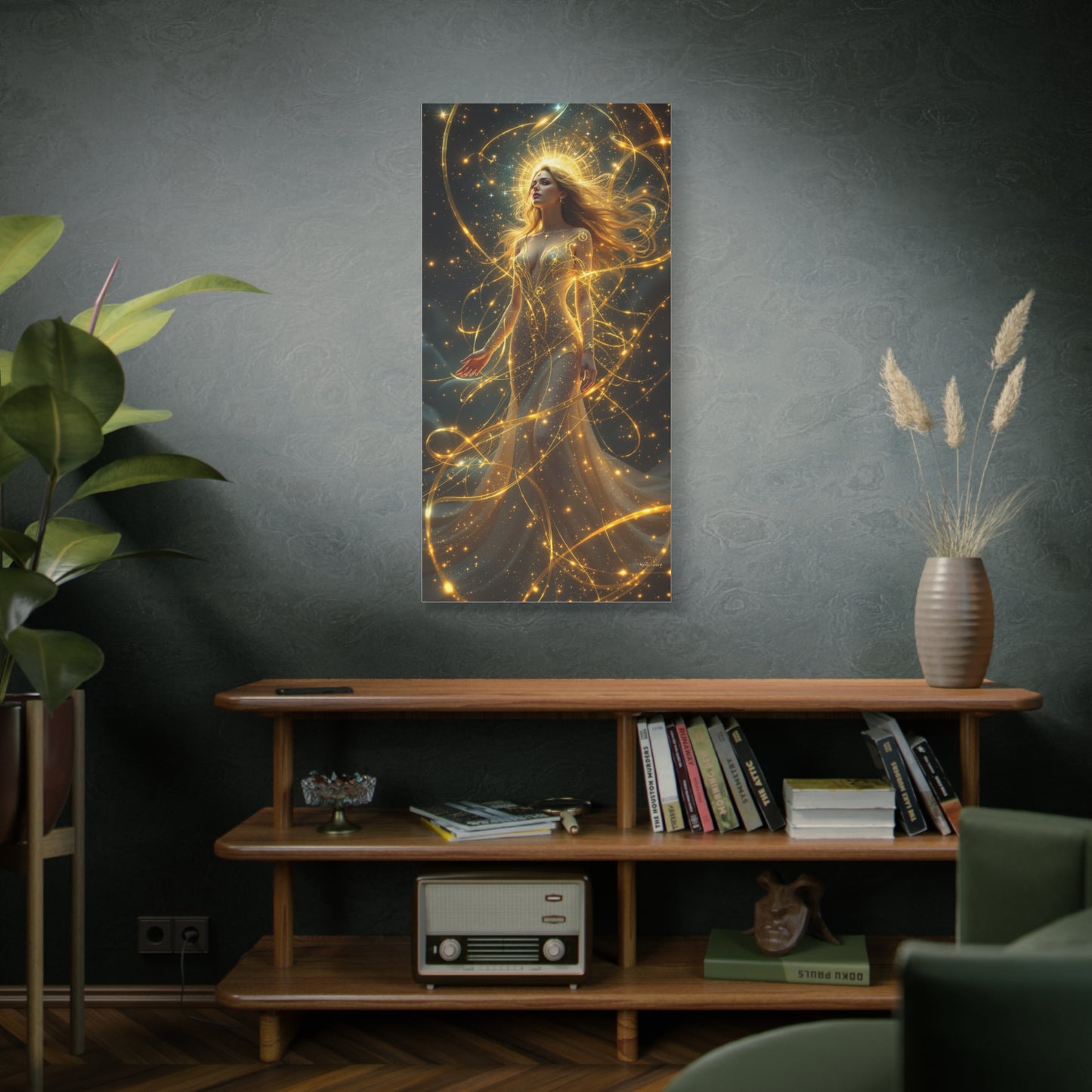 Golden Halo Celestial Fantasy Woman Canvas Wall Art 24 x 48