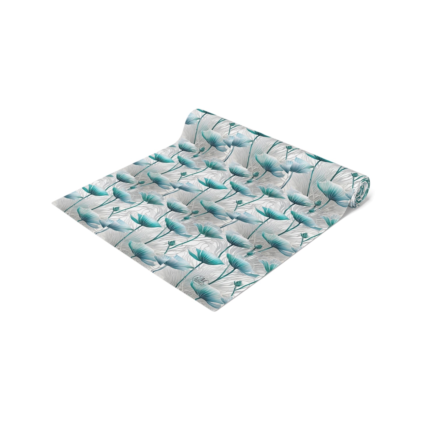 Teal Poppy Floral Table Runner | Cotton Polyester Dining Decor