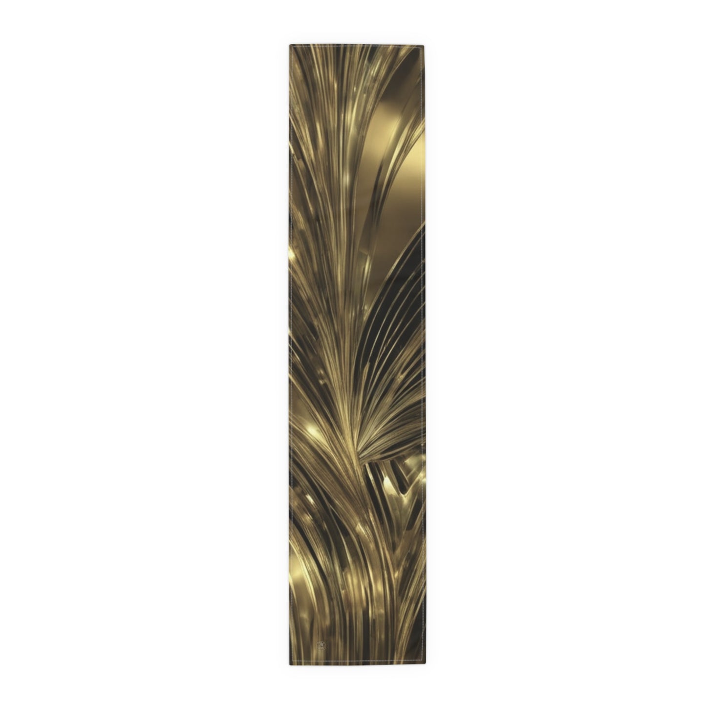 Gold Marble Swirl Table Runner | Metallic Abstract Dining Decor