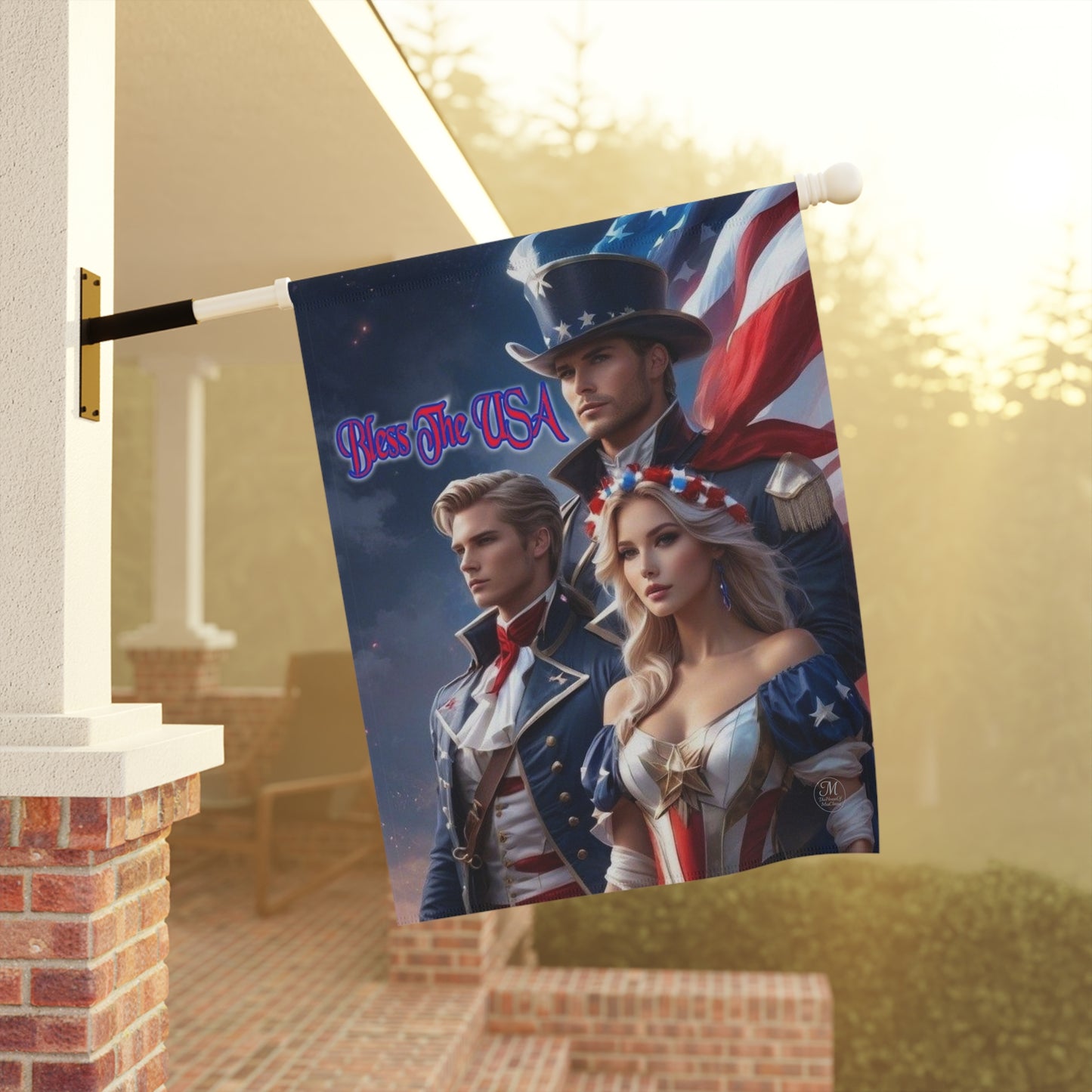 USA Patriotic Trio Garden & House Banner | American Flag, Revolutionary Heroes