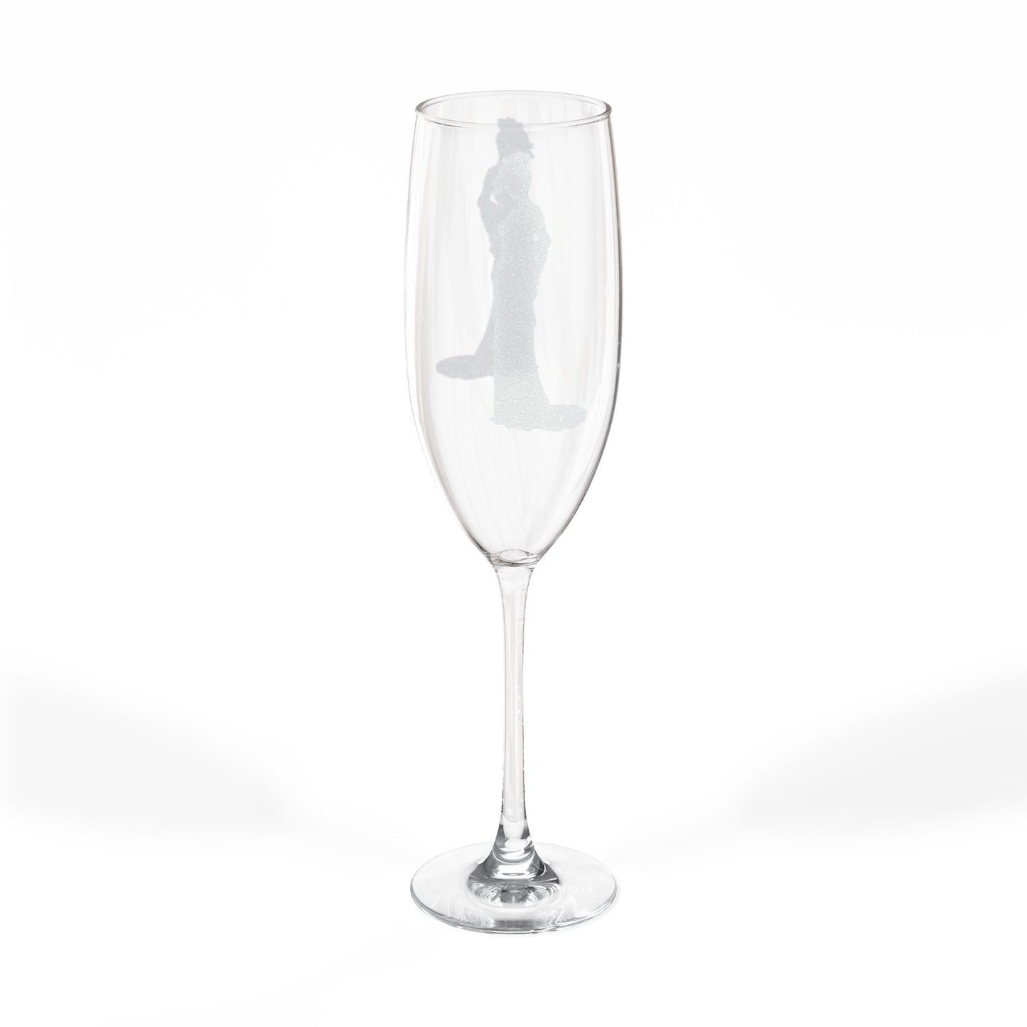 Champagne Glass, 8oz Silver Eclipse Lady "Frosted Engraving' Champagne Glasses