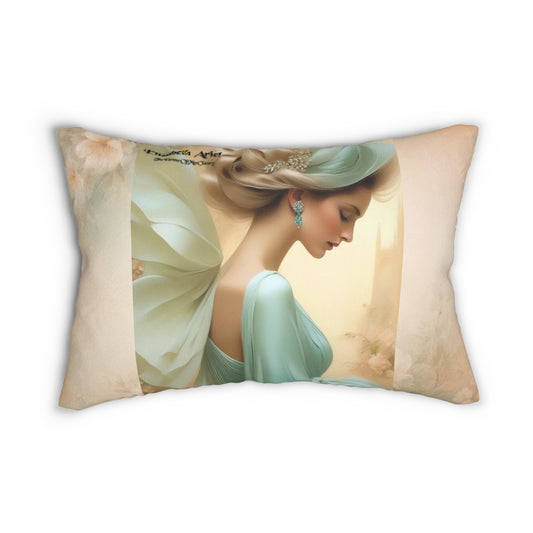 Decorative Lumbar Pillow, Elizabeth Ariel Mint & Rose Romantic Art