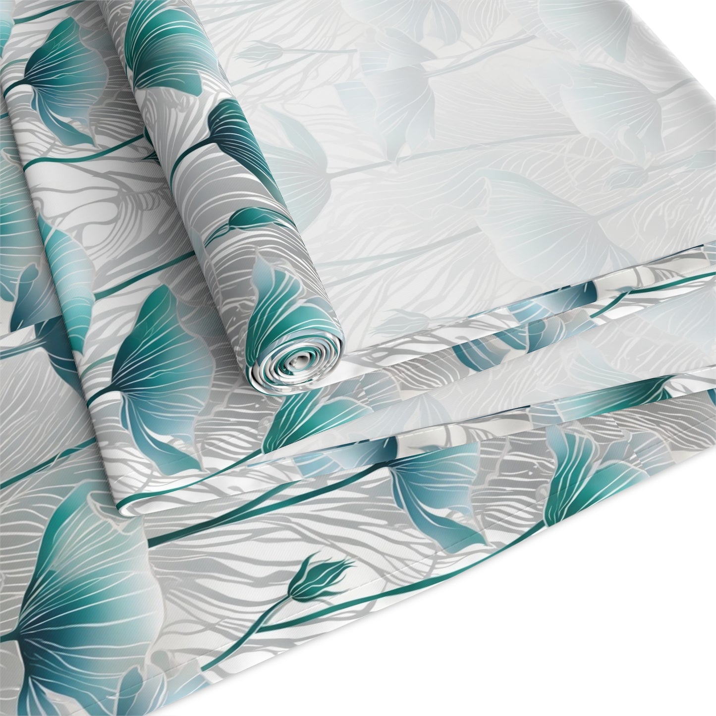 Teal Poppy Floral Table Runner | Cotton Polyester Dining Decor