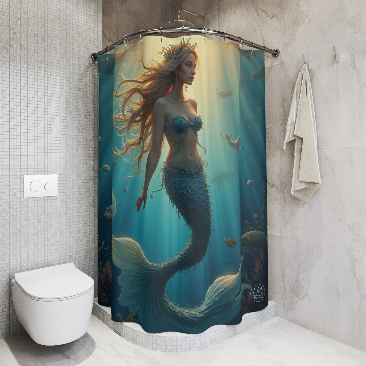 Underwater Mermaid Shower Curtain | Ocean Fantasy Bathroom Decor