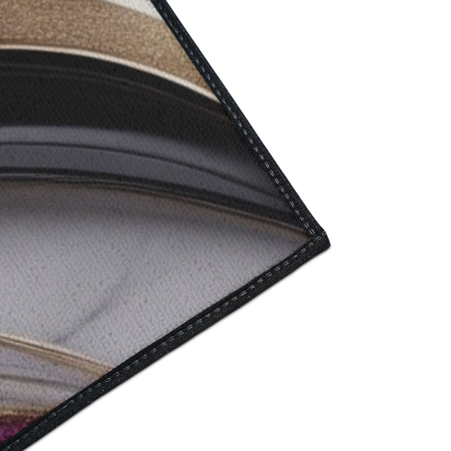 Abstract Metallic Swirl Floor Mat | Pink Gold Black Gemstone Accents