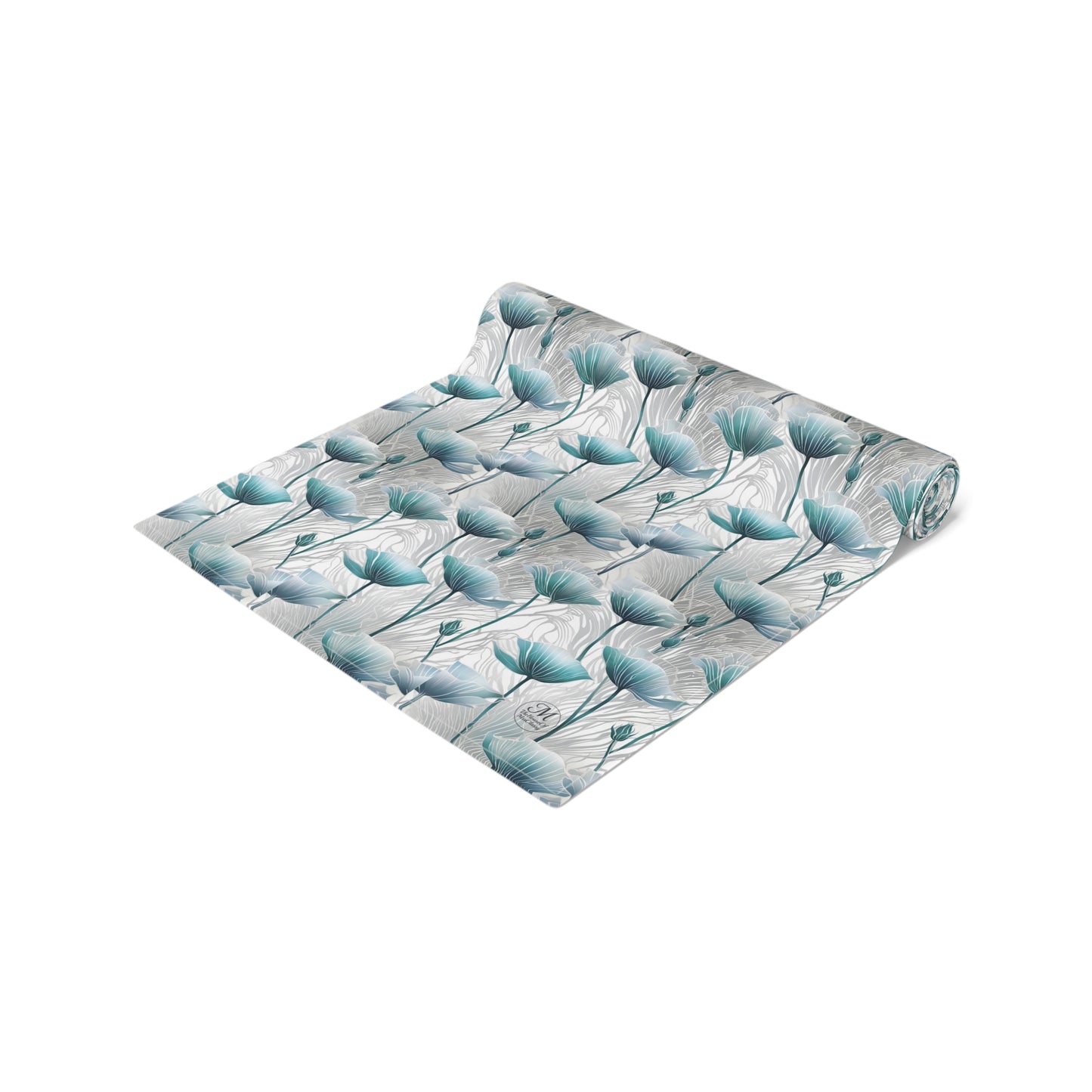 Teal Poppy Floral Table Runner | Cotton Polyester Dining Decor