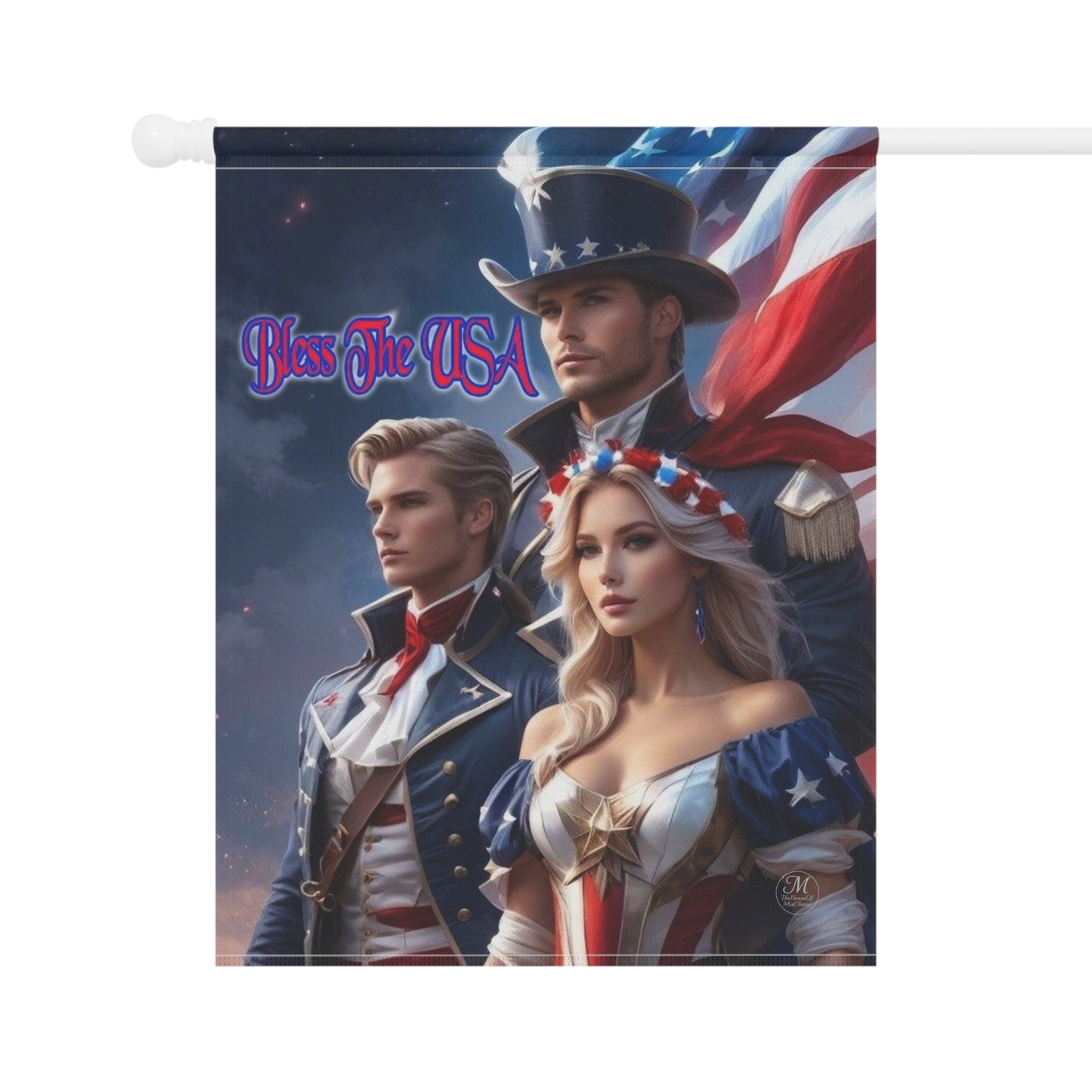 USA Patriotic Trio Garden & House Banner | American Flag, Revolutionary Heroes
