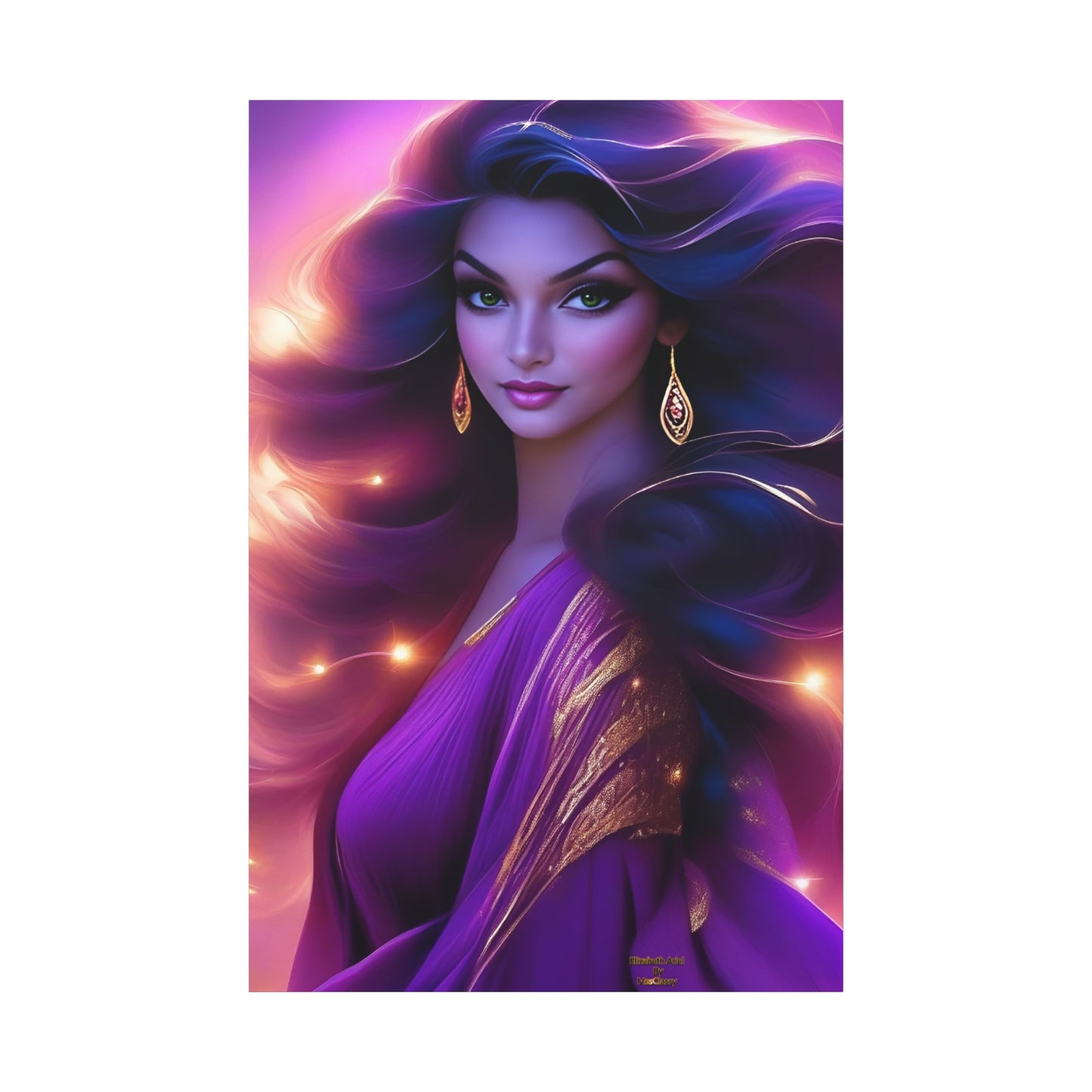 Elizabeth Ariel Collection Violet Dream Fantasy Canvas Art 40 x 60 Vertical