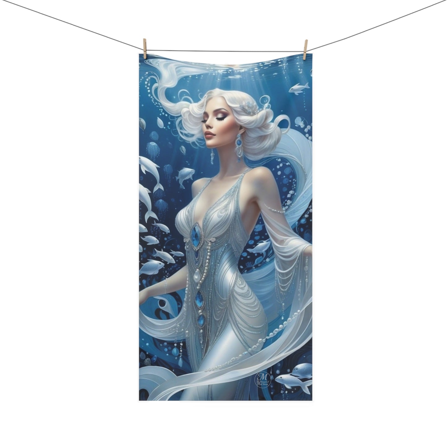 Underwater Mermaid Goddess Mink-Cotton Towel | Ocean Siren Art