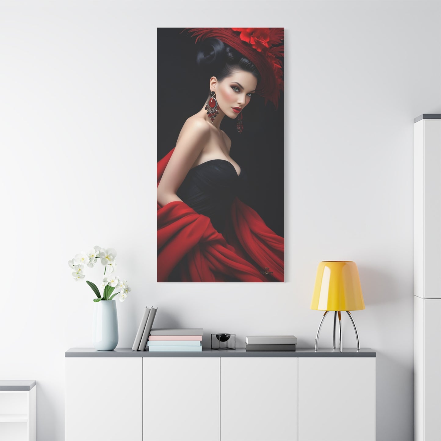 Flames of Desire in Fashion Elegance Canvas Art 30 x 60 Vertical
