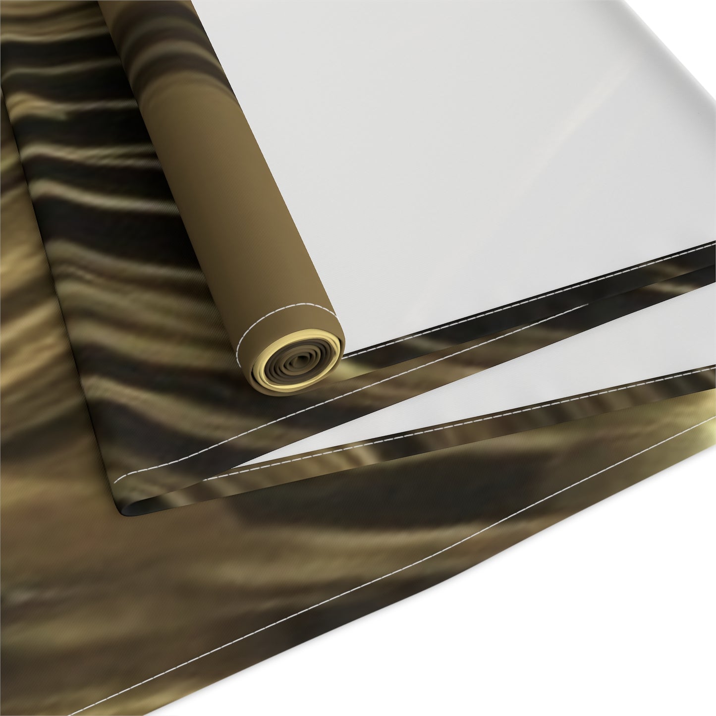 Gold Marble Swirl Table Runner | Metallic Abstract Dining Decor