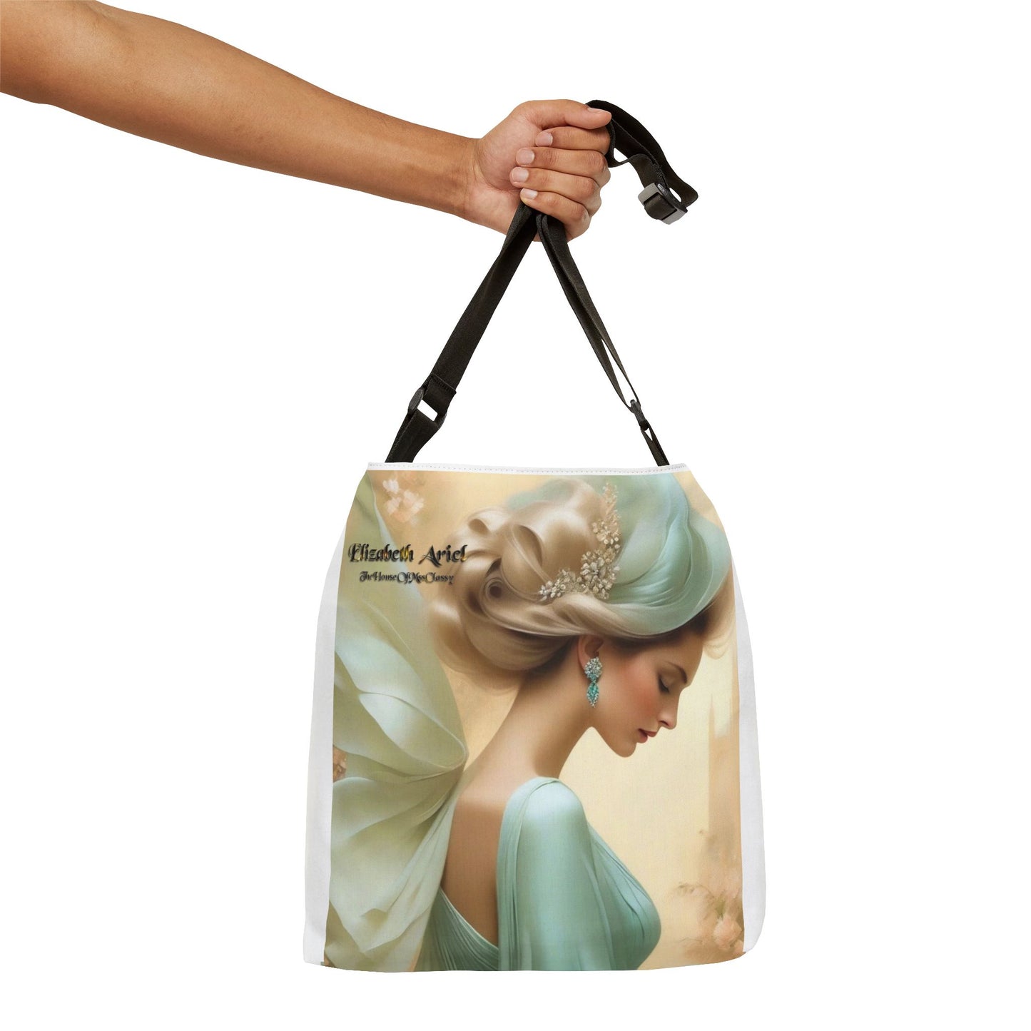Romantic Art Tote Bag Adjustable, Elizabeth Ariel Mint & Rose