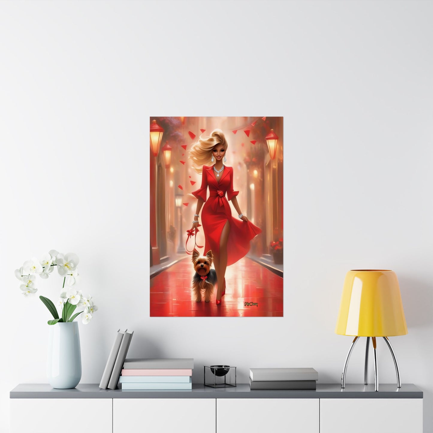 Bella and Teddy A Playful Fashion Poster 24 x 36 Vertical