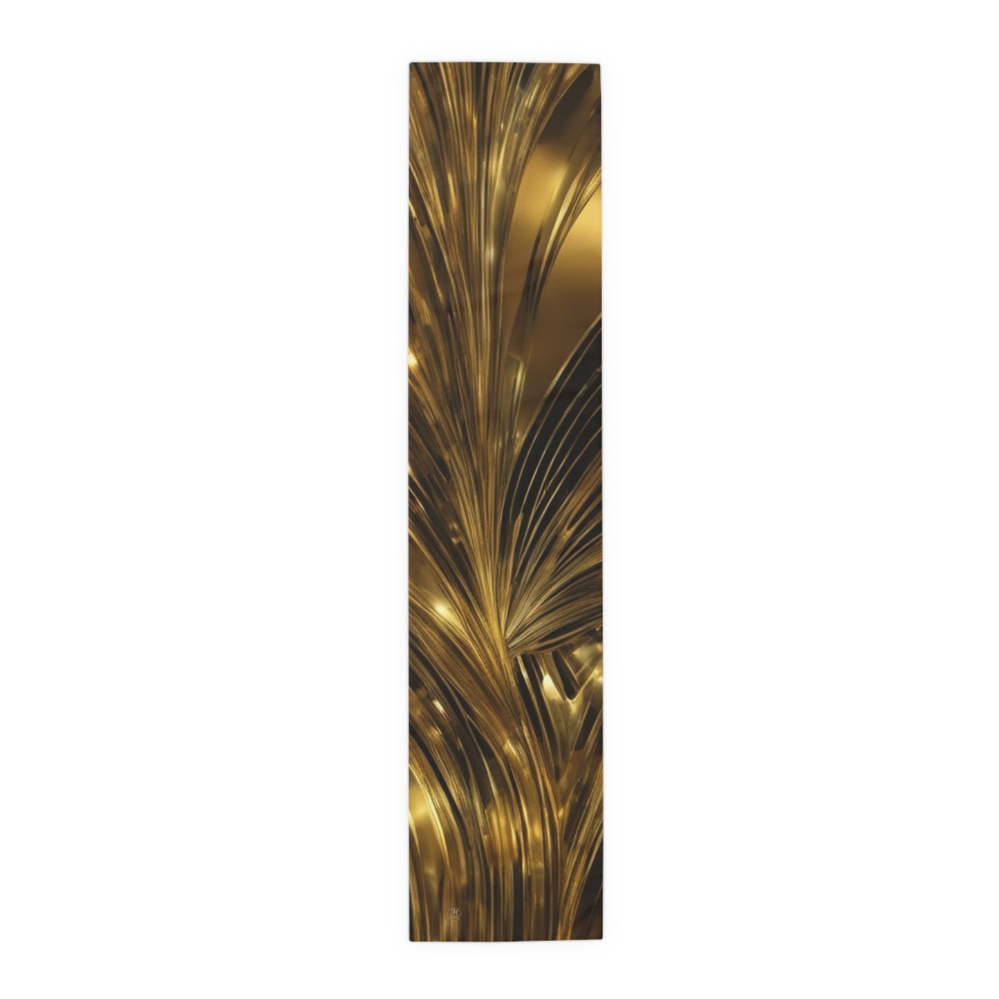 Gold Marble Swirl Table Runner | Metallic Abstract Dining Decor