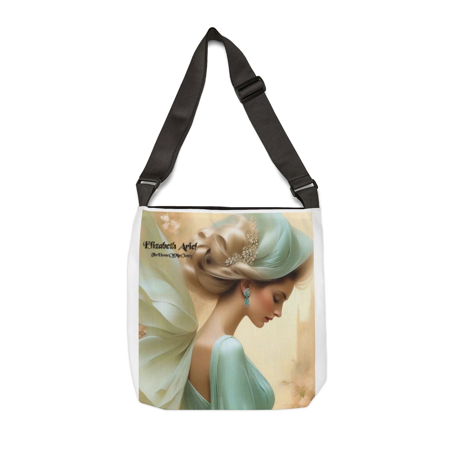 Romantic Art Tote Bag Adjustable, Elizabeth Ariel Mint & Rose