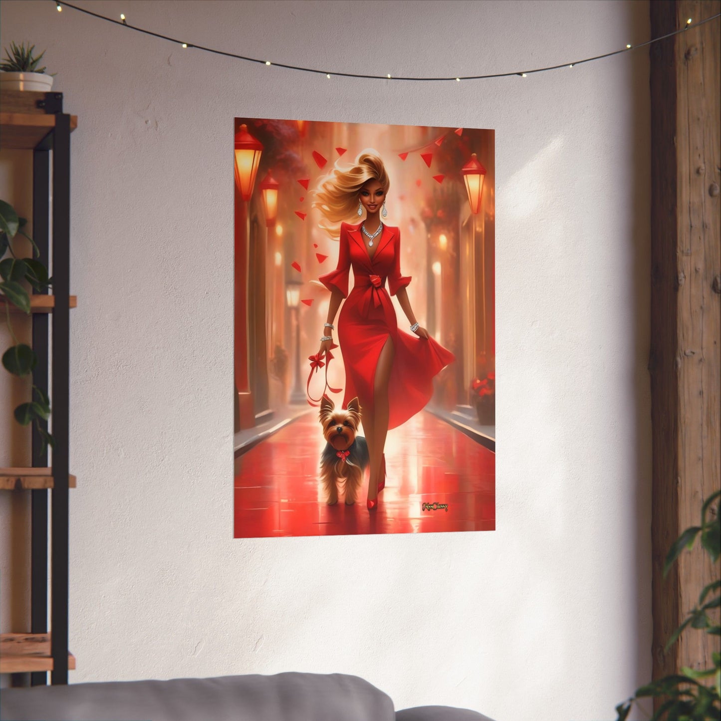Bella and Teddy A Playful Fashion Poster 24 x 36 Vertical