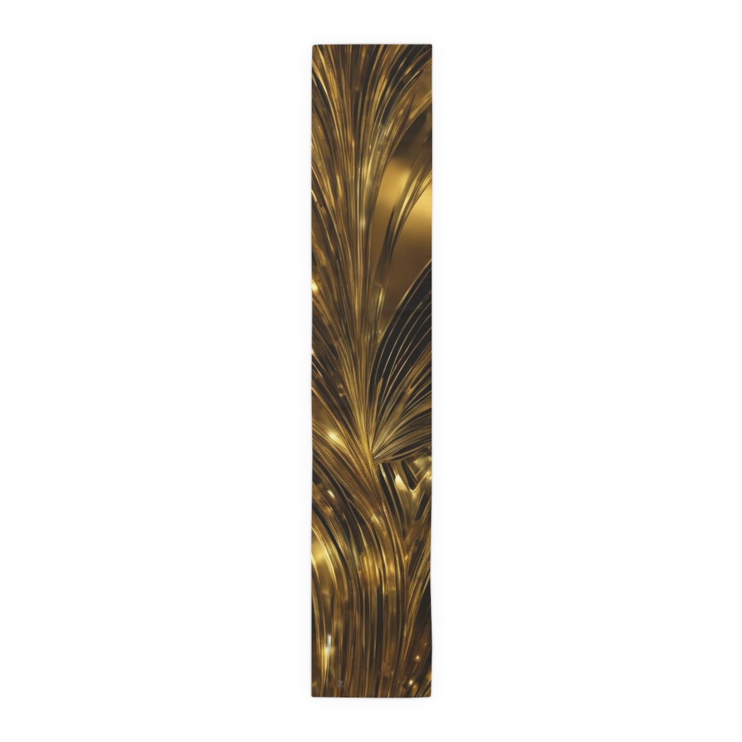 Gold Marble Swirl Table Runner | Metallic Abstract Dining Decor