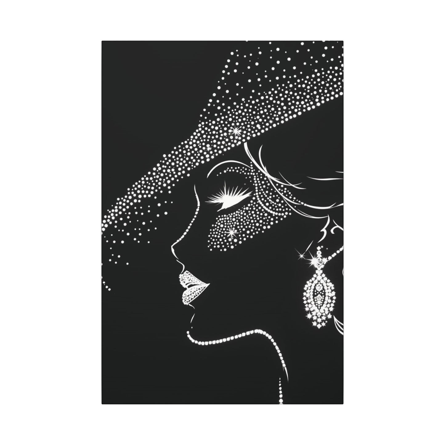 Black Silhouette Canvas Wall Art 24×36 Elegant Lady