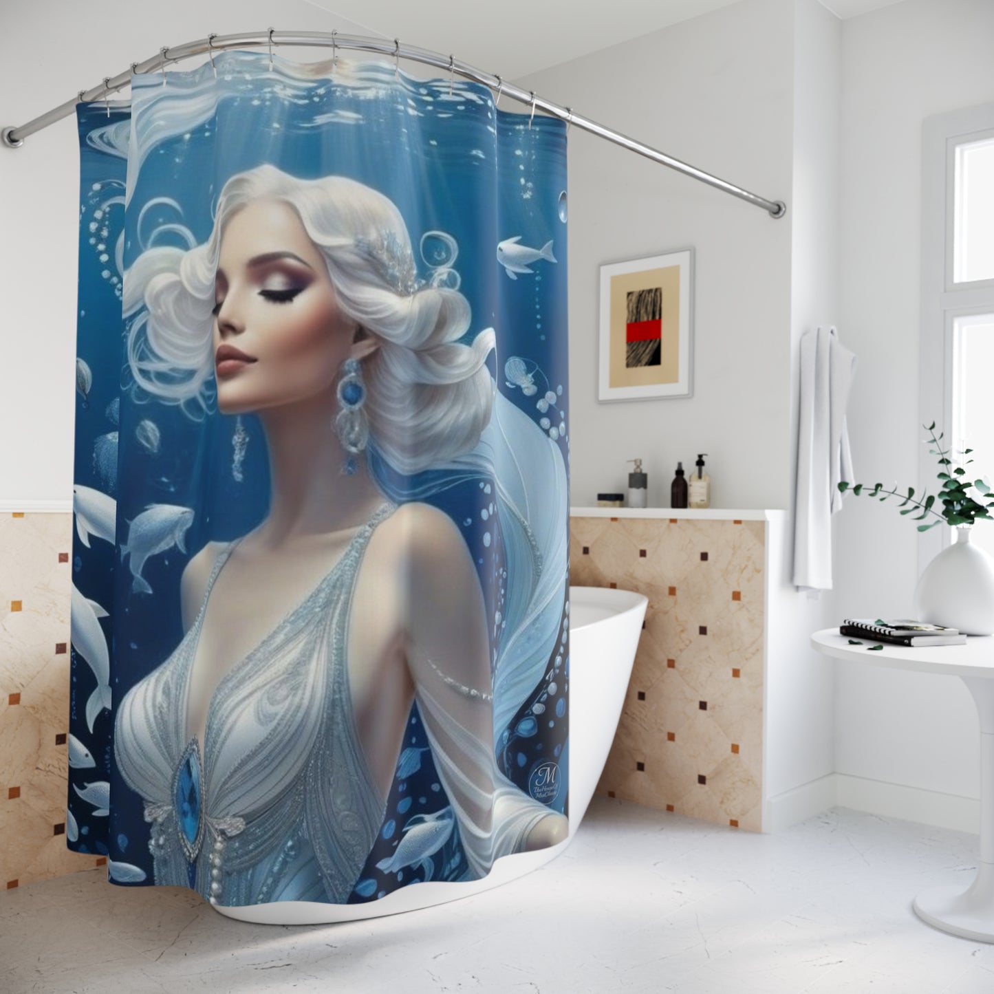 Underwater Mermaid Portrait Shower Curtain | Sea Goddess Bathroom Décor