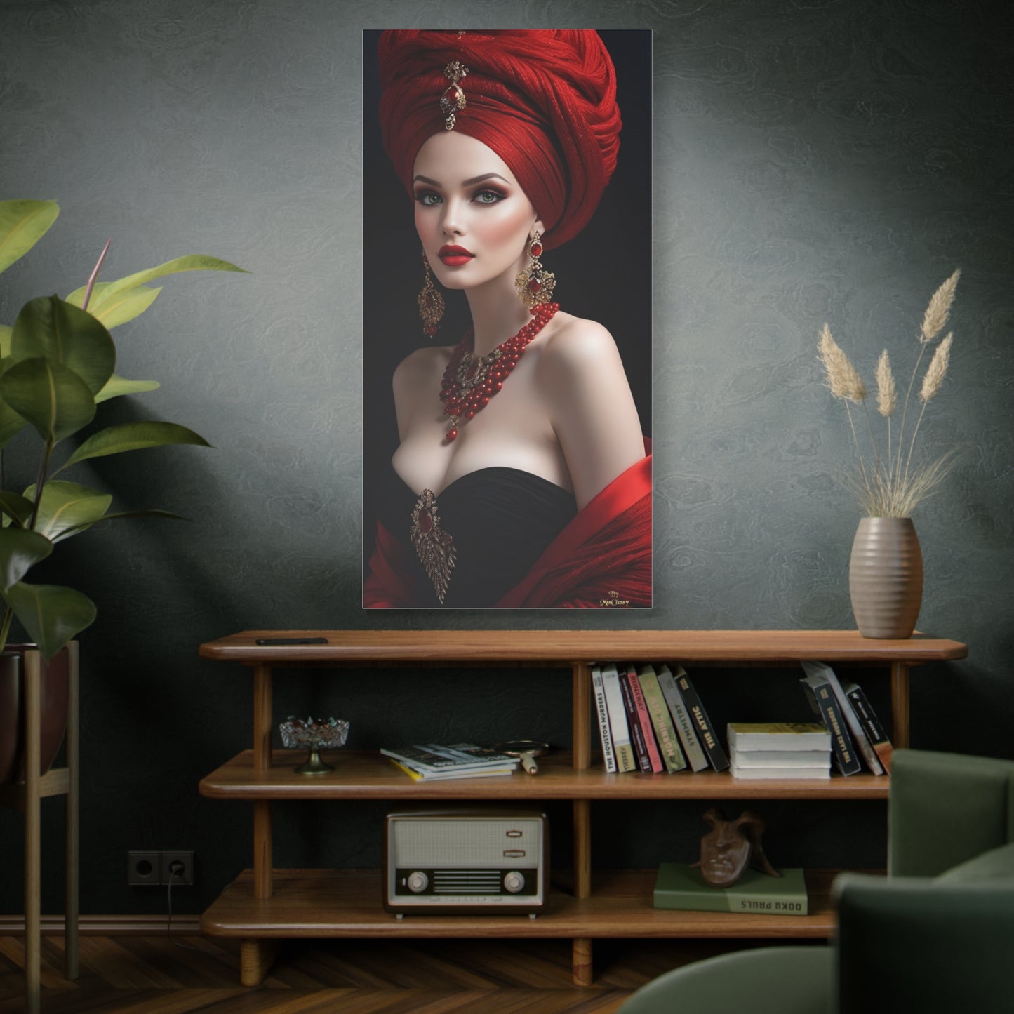 Luxuriously Wrapped in Red Fashion Canvas Art 30 x 60 Vertical