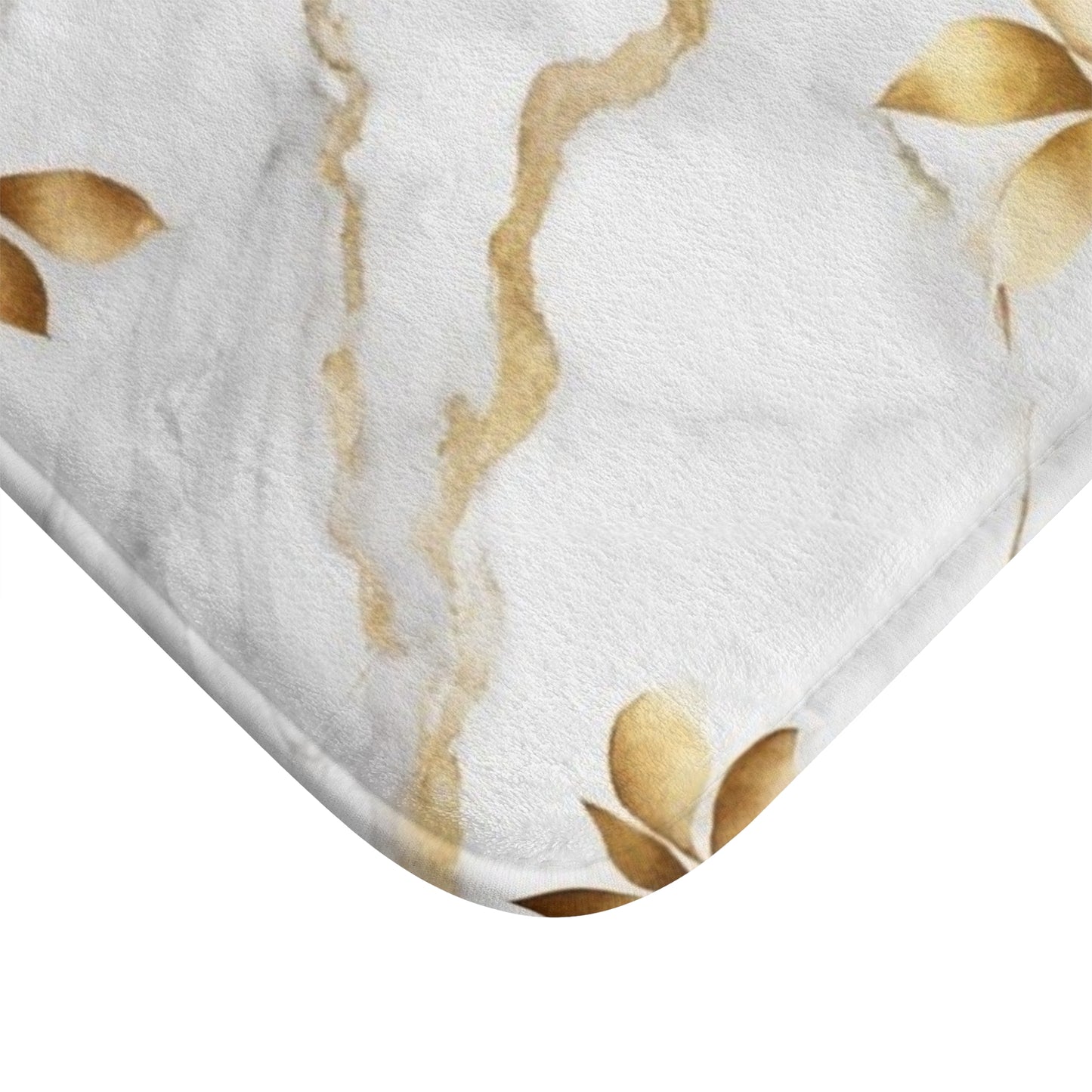 Elegant Gold Floral Marble Bath Mat
