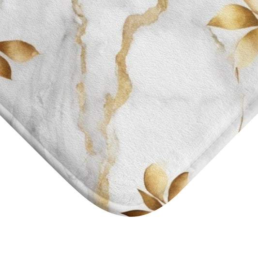 Elegant Gold Floral Marble Bath Mat