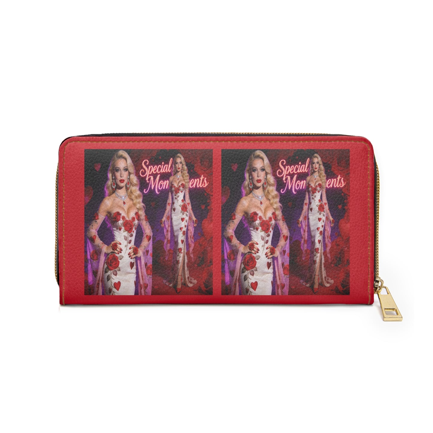Special Moments Rose Glam Zipper Wallet | red rose print