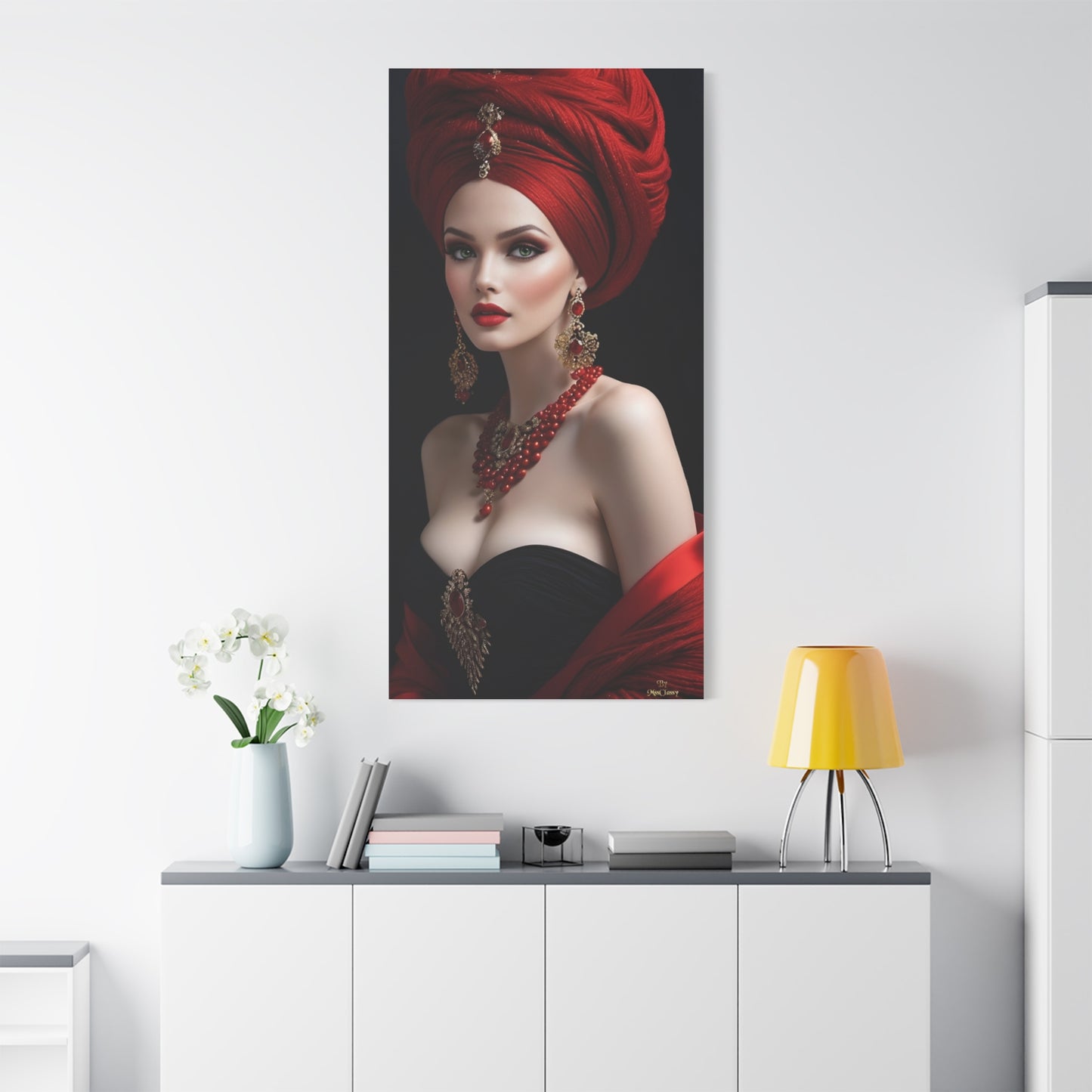 Luxuriously Wrapped in Red Fashion Canvas Art 30 x 60 Vertical