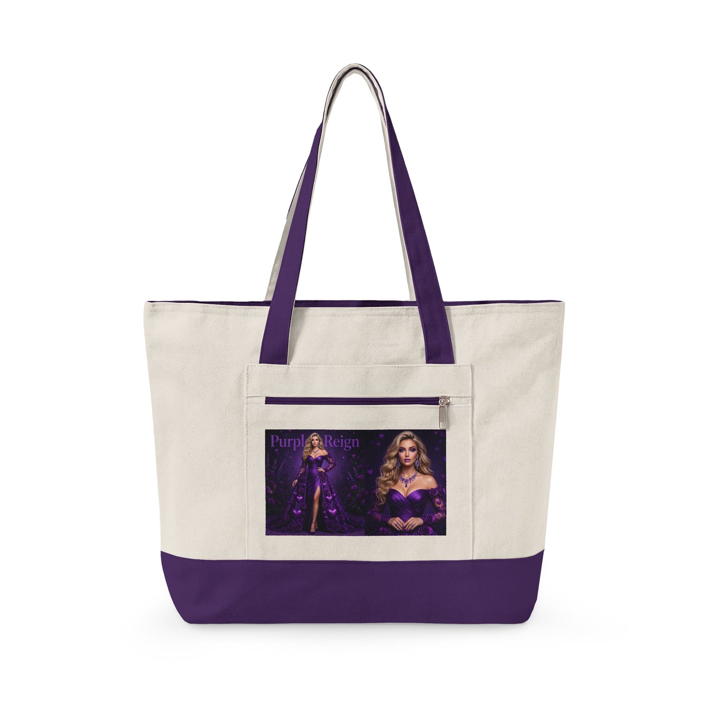Purple Glam Zippered Canvas Tote | Purple Reign Romance