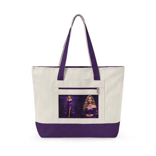Purple Glam Zippered Canvas Tote | Purple Reign Romance