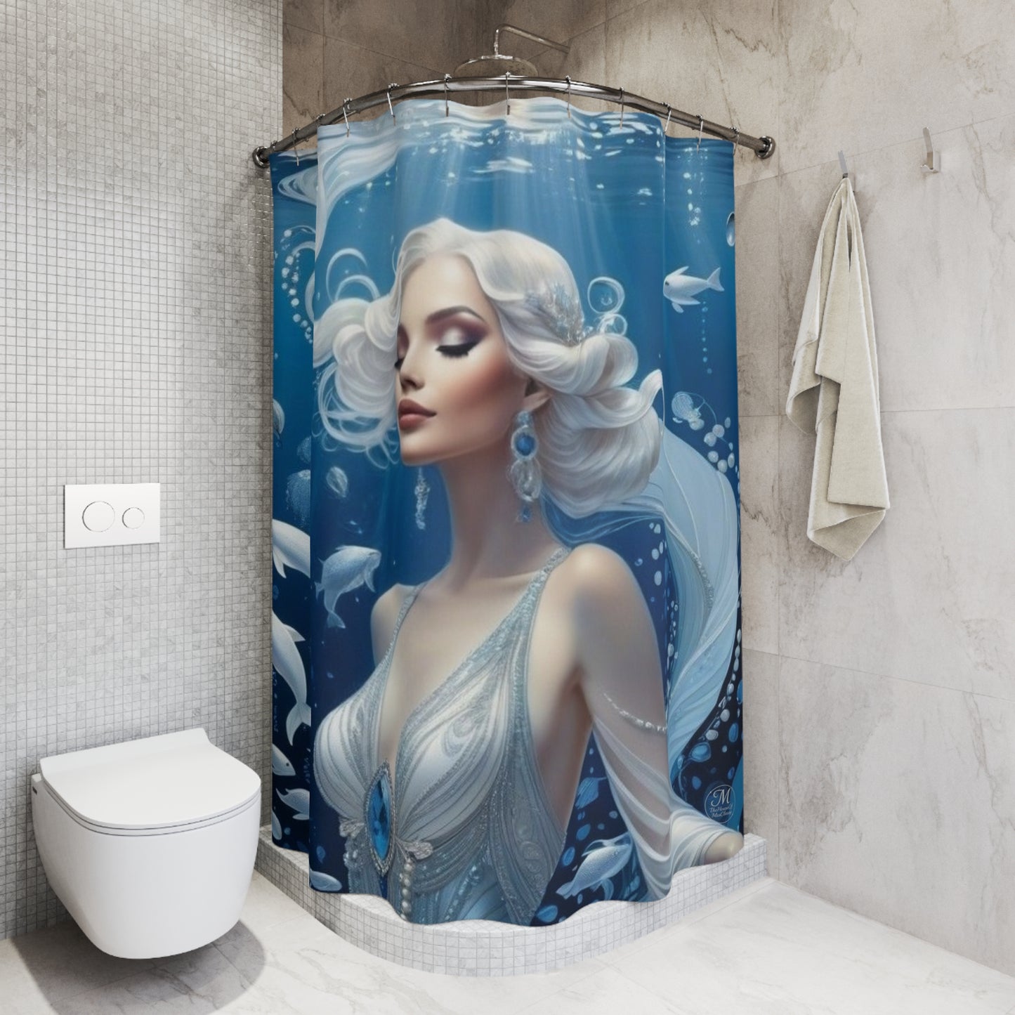 Underwater Mermaid Portrait Shower Curtain | Sea Goddess Bathroom Décor