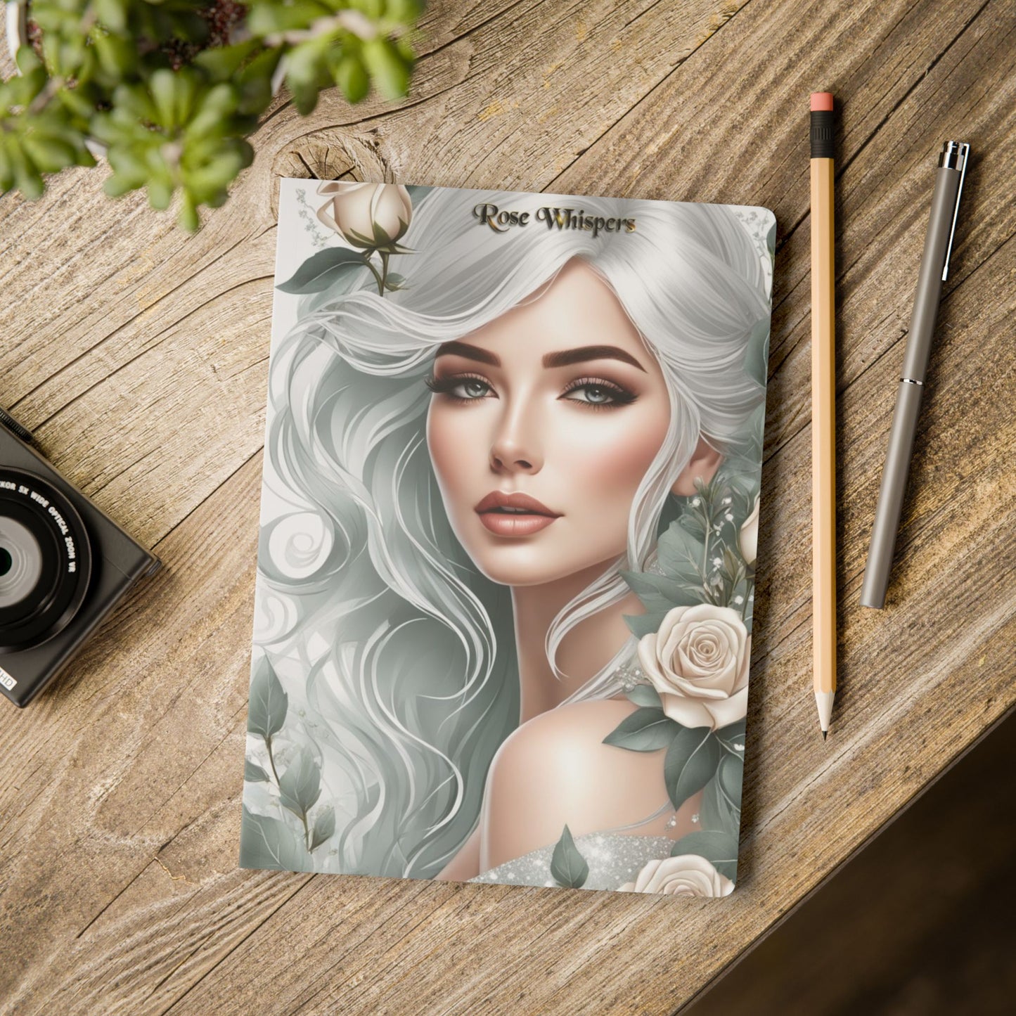Rose Whisperer Portrait Journal | Softcover Floral Notebook, Elegant Woman Cover