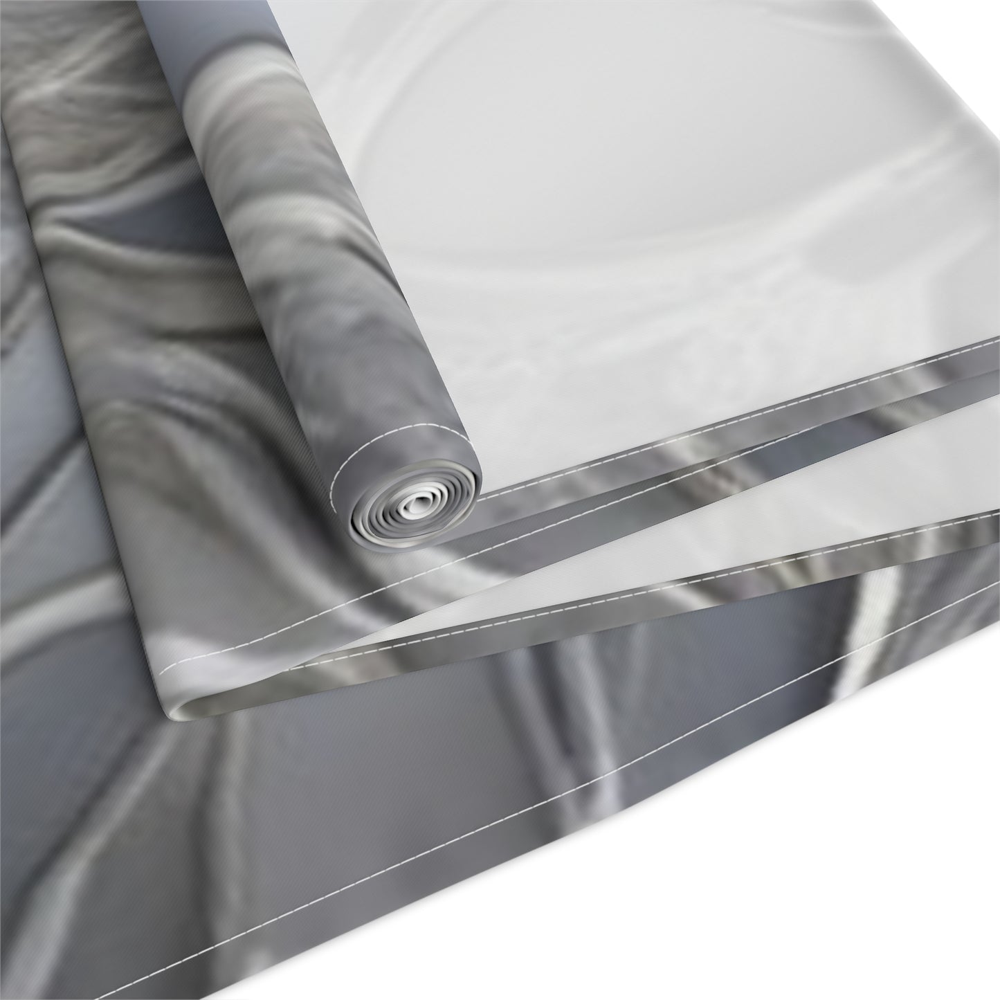 Silver Filigree Floral Table Runner | Gray Metallic Mandala Table Runner