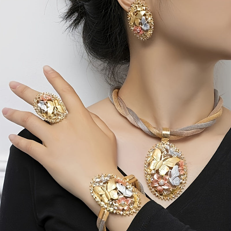 Women's Elegant Alloy Jewelry Set Golden