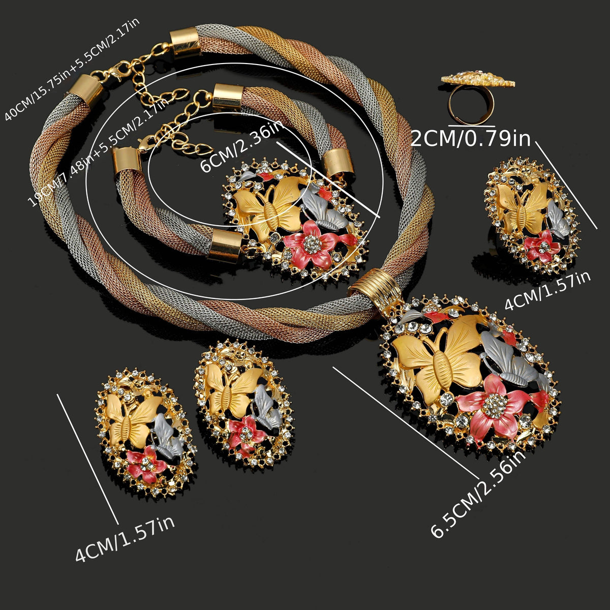 Women's Elegant Alloy Jewelry Set Golden