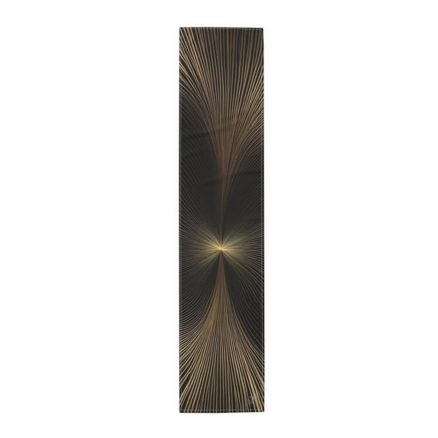 Golden Wave Lines Table Runner | Abstract Metallic Stripe Dining Decor