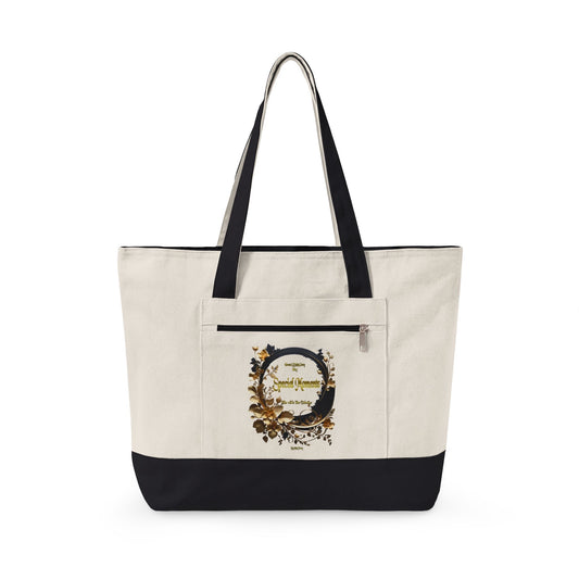 Gold Wreath Design Zippered Canvas Tote | Special Moments Bag by MssClassy