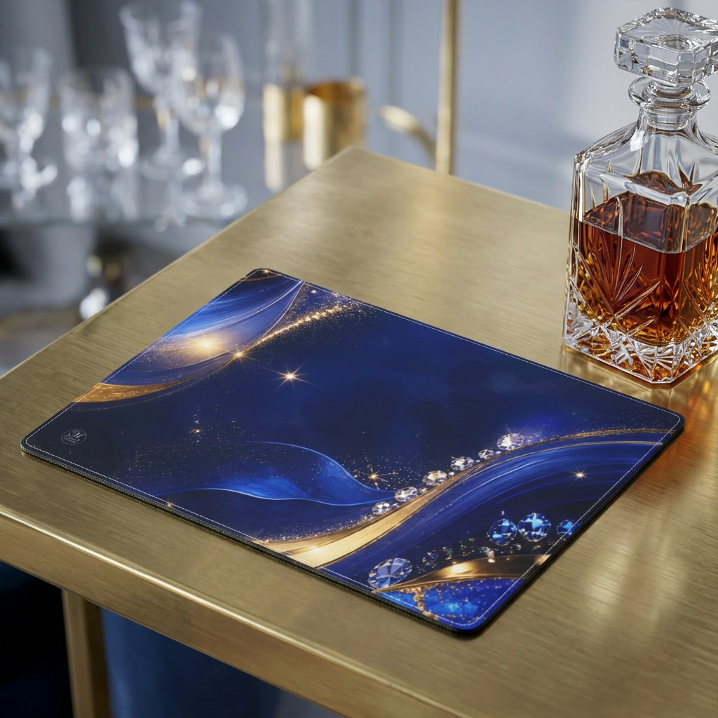 Blue Gold Marble Placemat | Elegant Abstract Table Decor