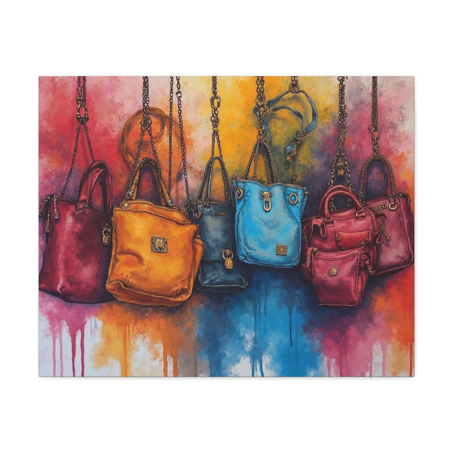 Colorful Handbag Wall Art Canvas - Fashion Purse Print on Matte Stretched Canvas